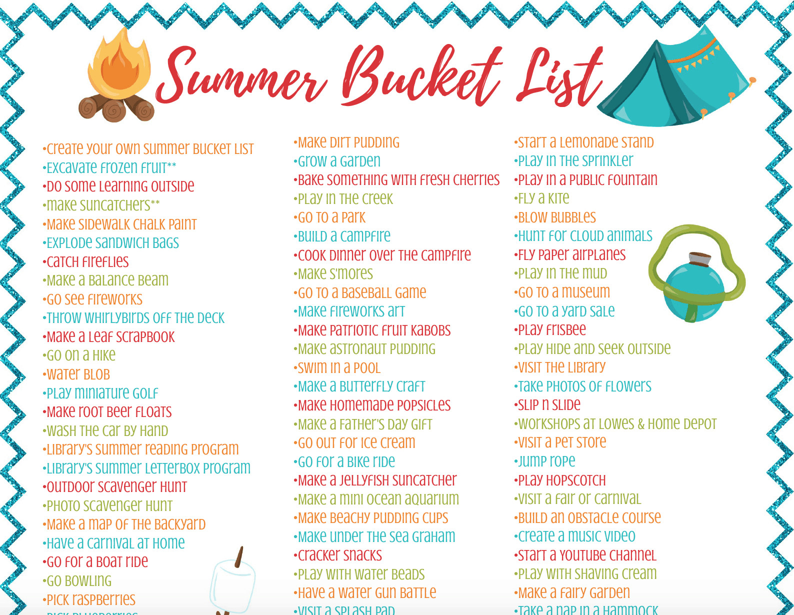 Home Activities For Adults
 Summer Bucket List for Kids & Families