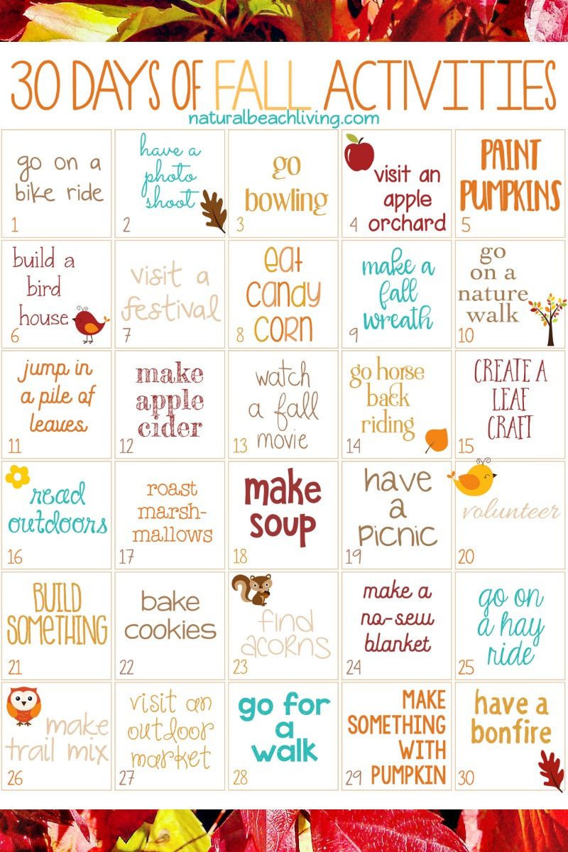 Home Activities For Adults
 30 Days of Fall Activities for the Whole Family free
