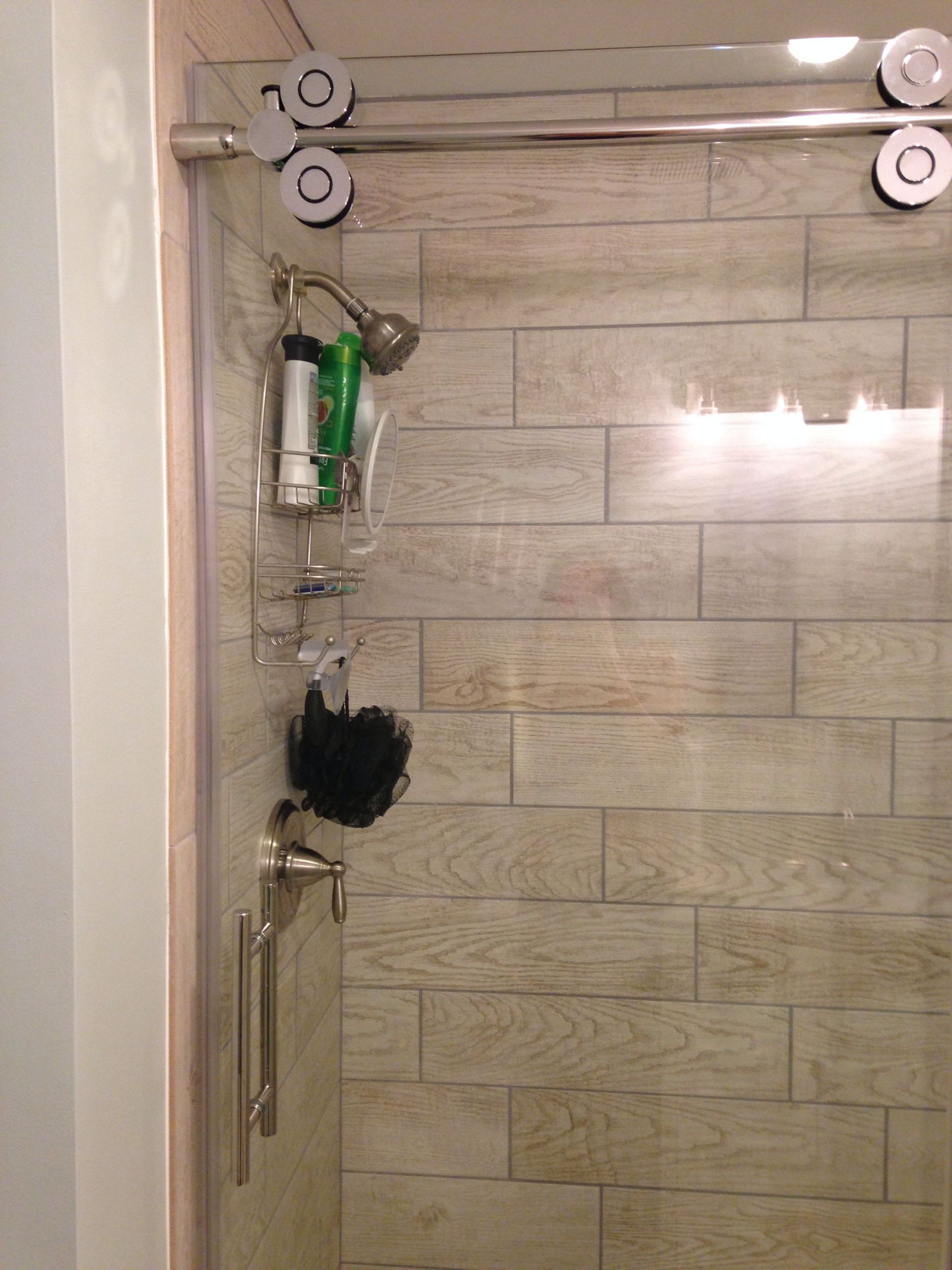 Home Depot Bathroom Shower Tile
 Wood tile in shower stall marazzi Home Depot glass door