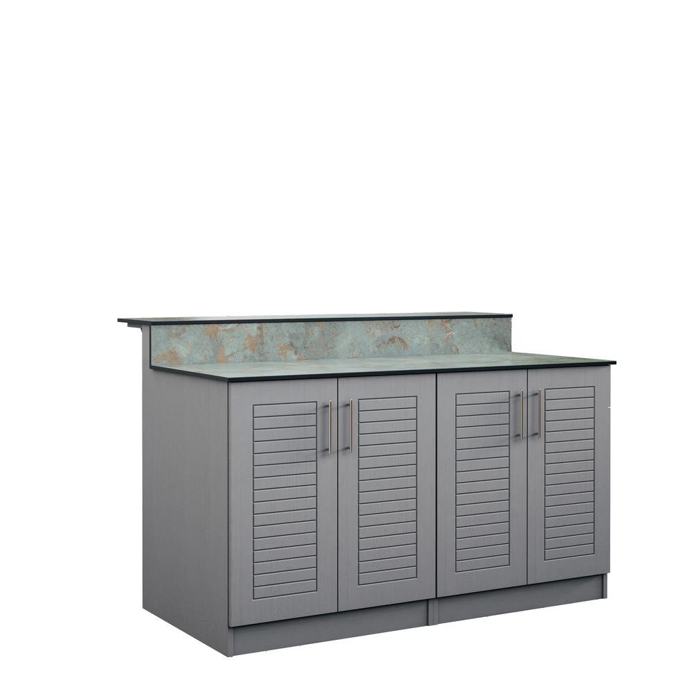 Home Depot Outdoor Kitchen
 WeatherStrong Key West 59 5 in Outdoor Bar Cabinets with