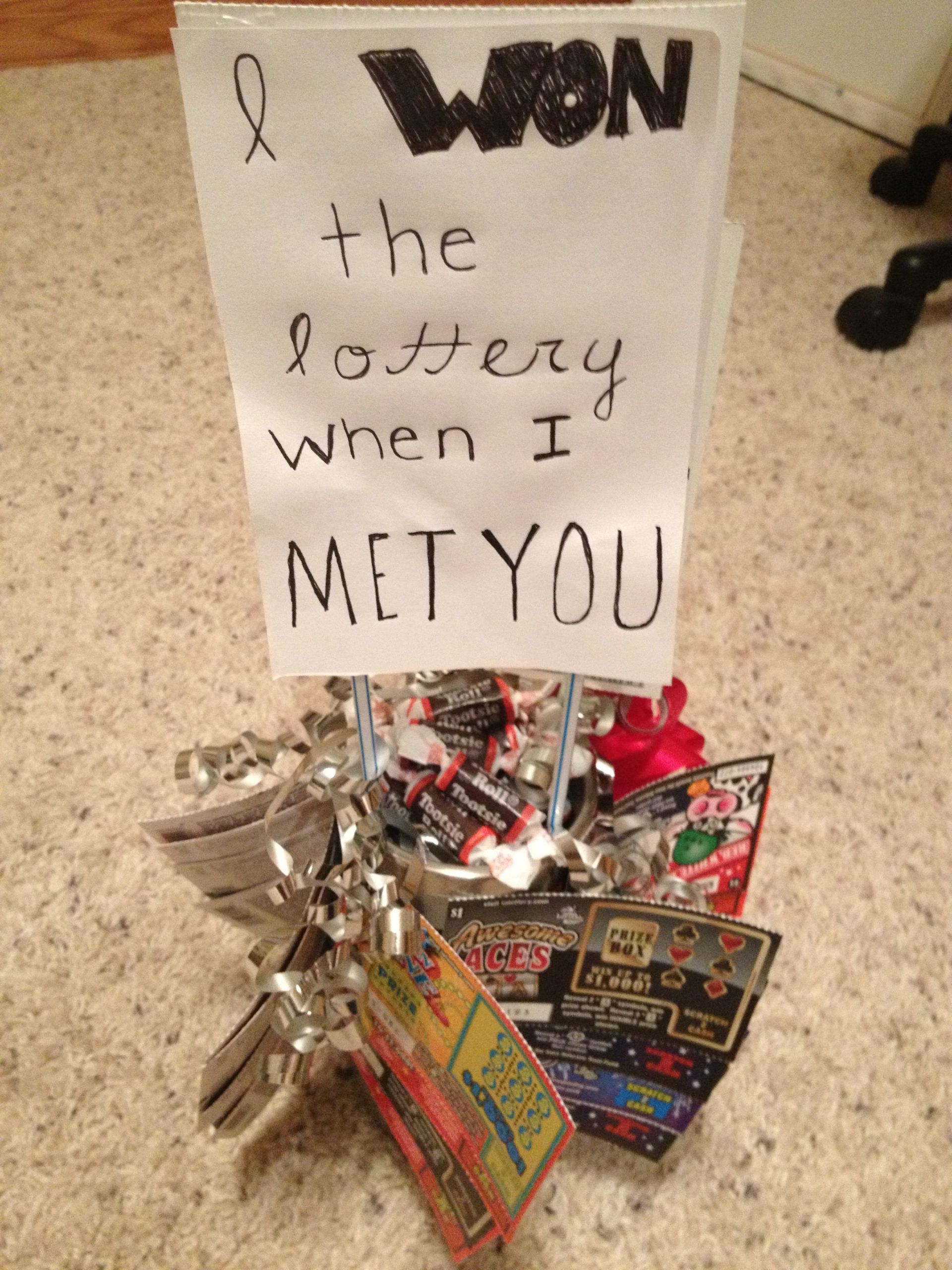 Homemade Birthday Gifts For Him
 Homemade t with can s and lottery tickets "I won the