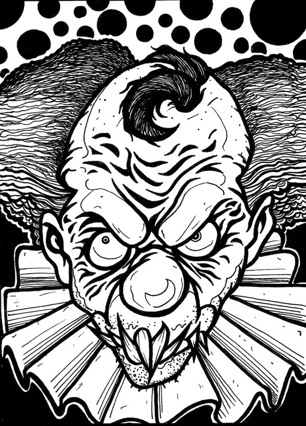 Horror Coloring Pages For Adults
 drawnwest CLOWNS