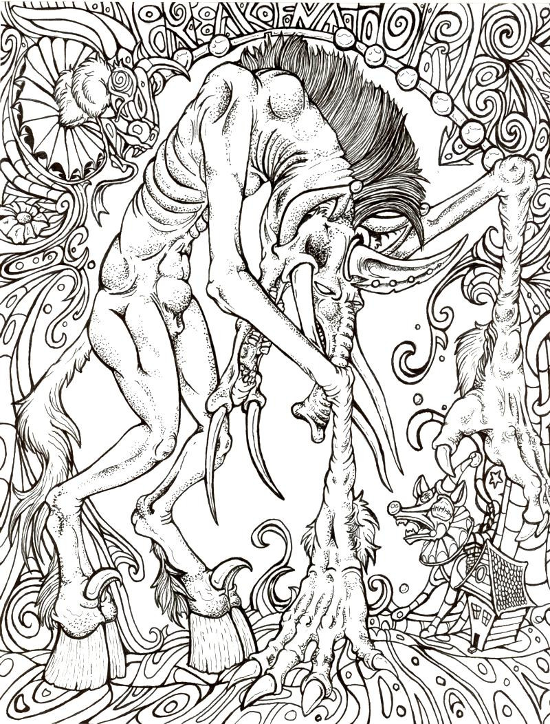 Horror Coloring Pages For Adults
 Lumbering Horror lineart by xxiv on deviantART