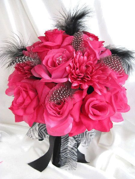 Hot Pink Wedding Flowers
 cute with the pink & black to her