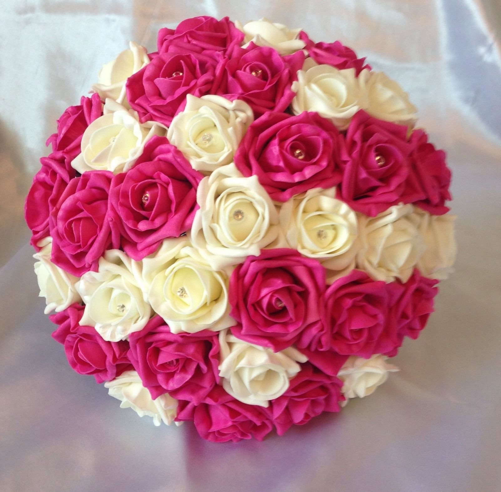 Hot Pink Wedding Flowers
 ARTIFICIAL FLOWERS HOT PINK IVORY FOAM ROSE BRIDE WEDDING