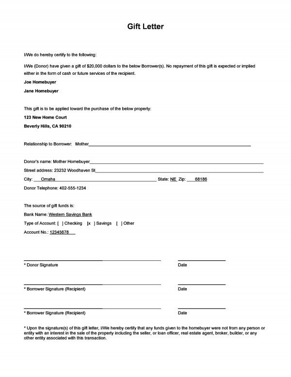 How Much Money Can A Parent Gift A Child
 Gift Money for Down Payment and Gift Letter Form Download