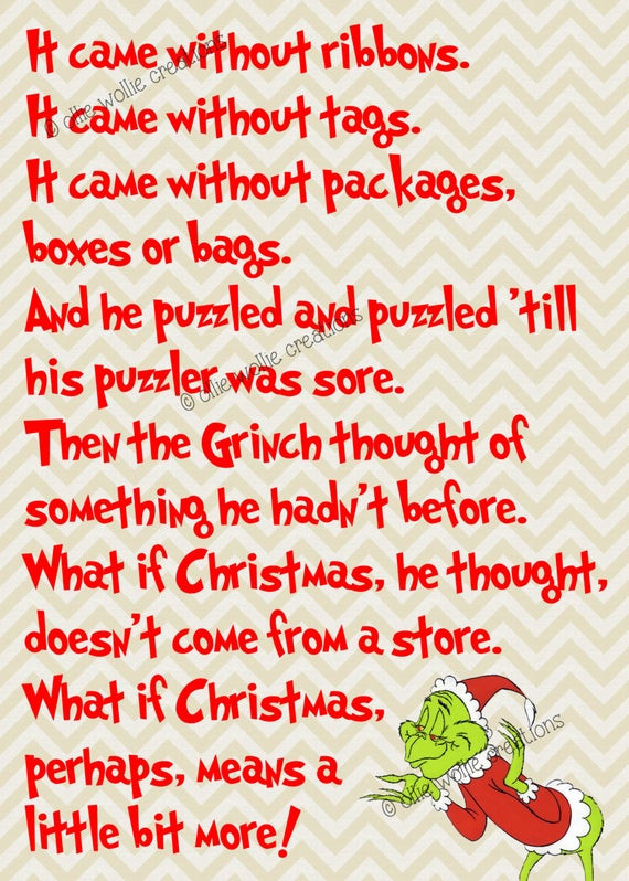 How The Grinch Stole Christmas Book Quotes
 How The Grinch Stole Christmas Printable by