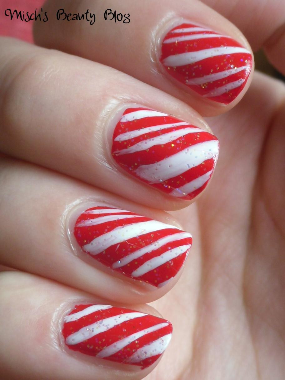 How To Do Nail Art
 Misch s Beauty Blog NOTD December 15th Candy Cane Nail Art