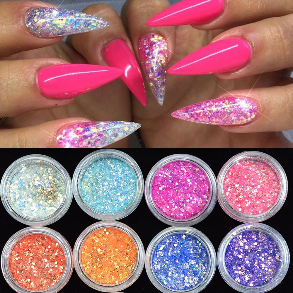 How To Glitter Nails
 1 Box Shiny Nail Sequins Glitter Tips UV Gel Nail Art