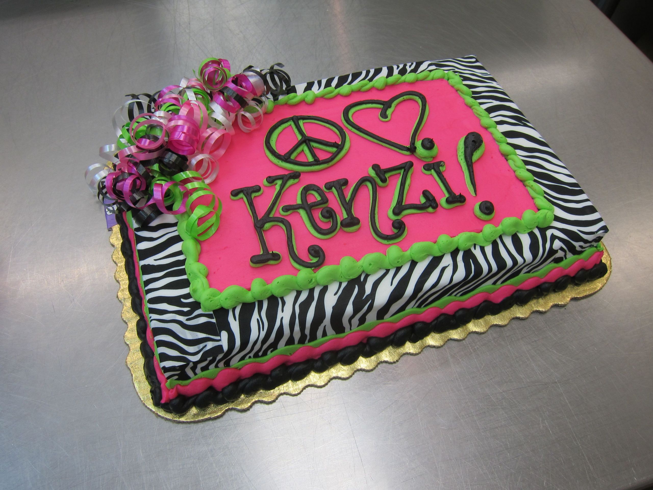Hy Vee Birthday Cakes
 Peace and Love with Zebra Print Cake by Stephanie Dillon