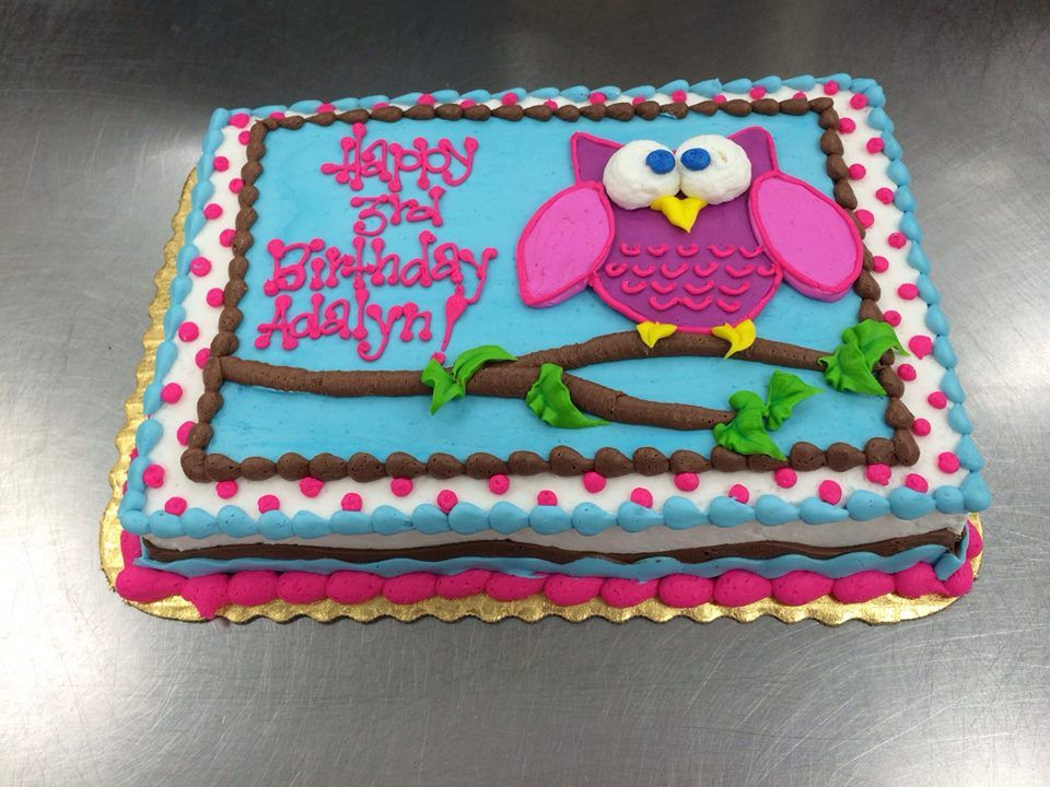 Hy Vee Birthday Cakes
 Whooo loves and Owl Cake by Stephanie Dillon LS1 Hy Vee