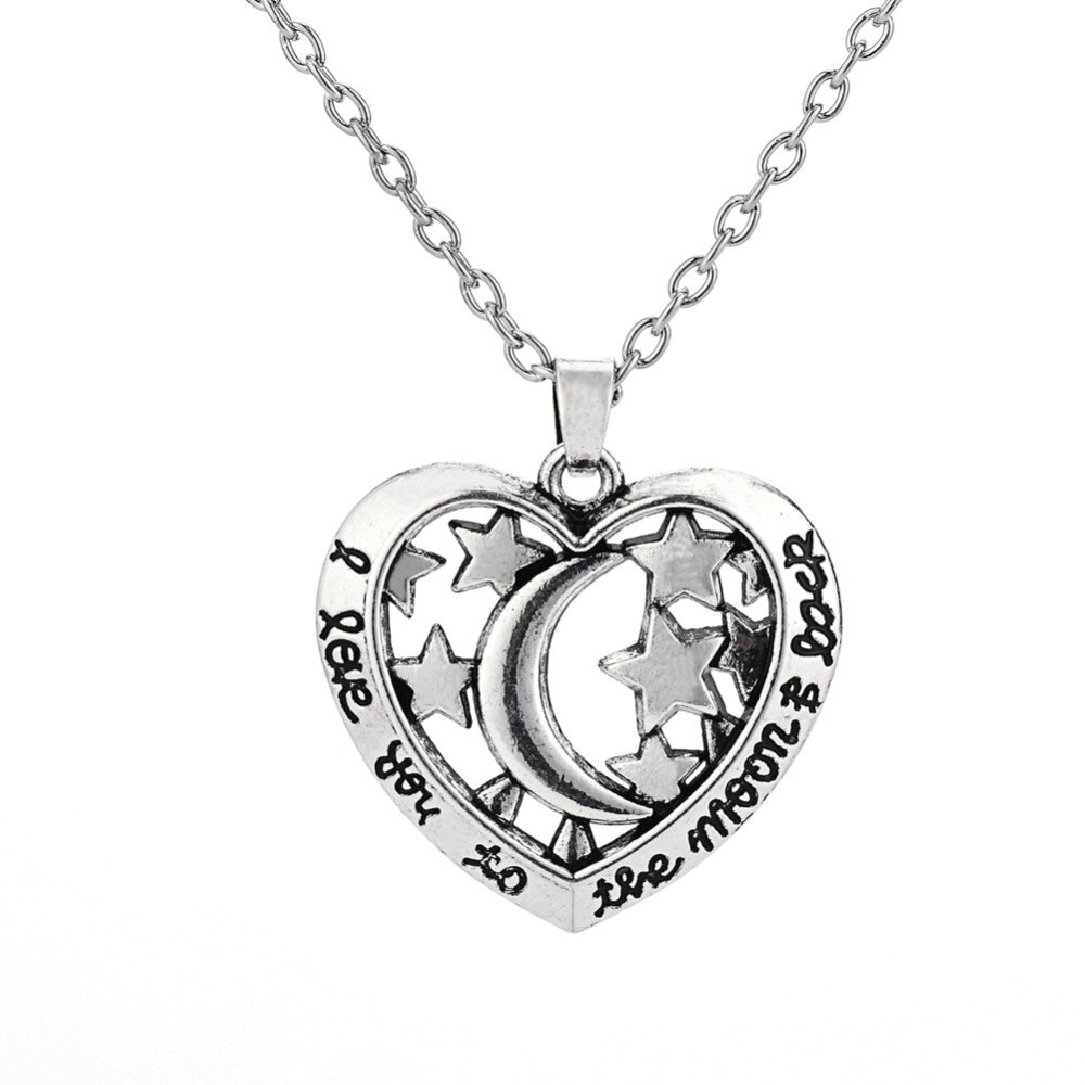 I Love You To The Moon And Back Necklaces
 Dawapara I love you to the moon and back hollow heart