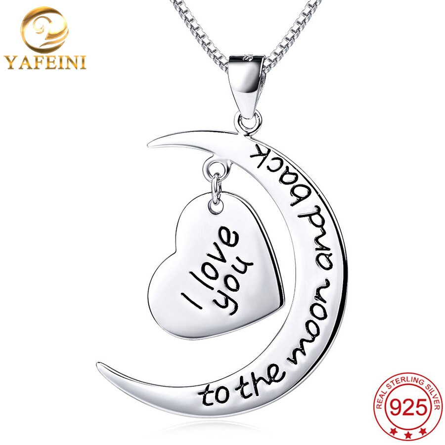 I Love You To The Moon And Back Necklaces
 YAFEINI 925 Sterling Silver Wholesale I Love You to the