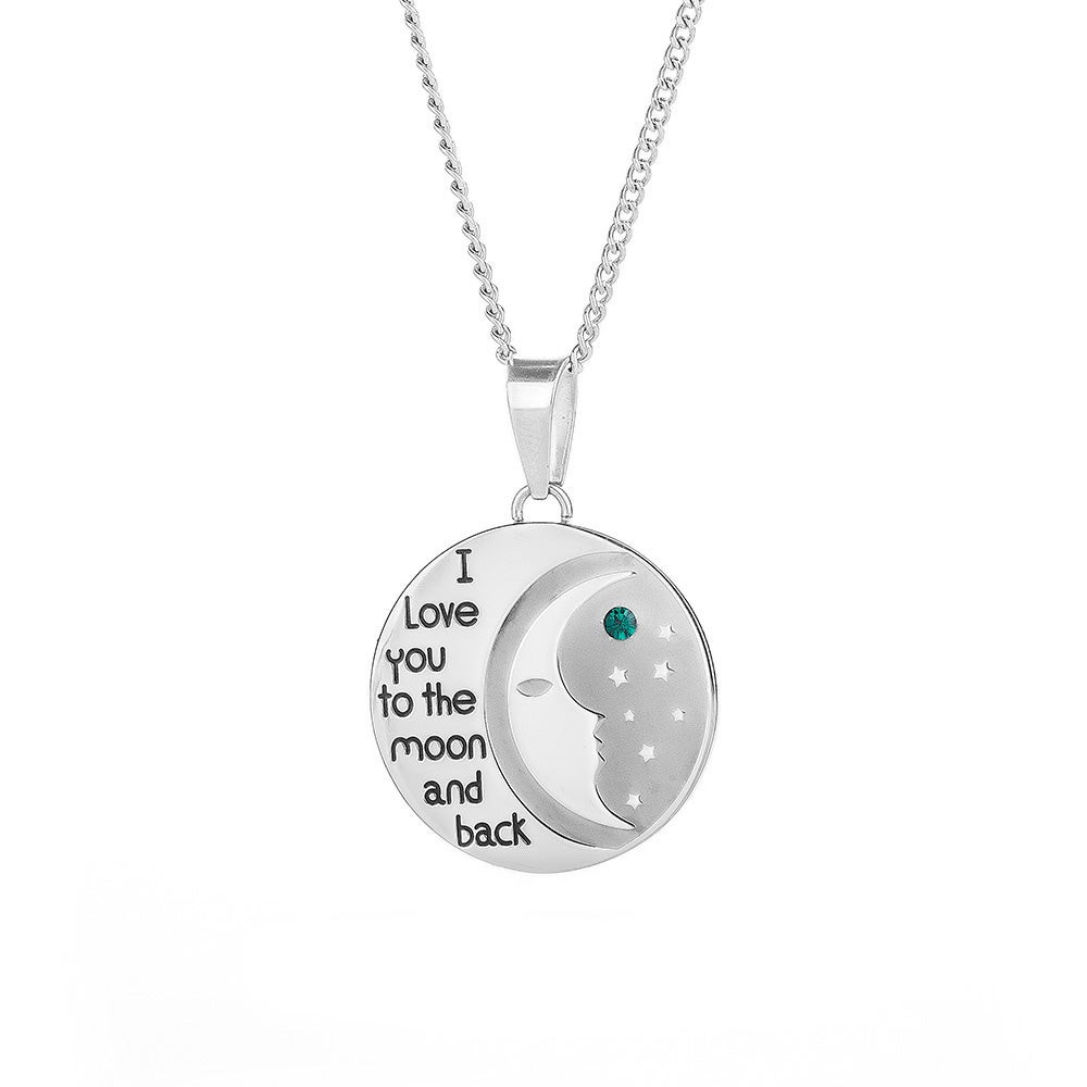 I Love You To The Moon And Back Necklaces
 Custom I Love You To The Moon and Back Birthstone Necklace