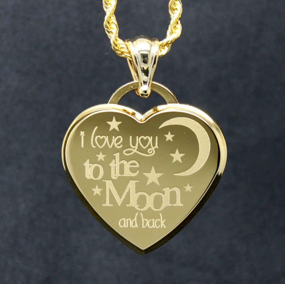 I Love You To The Moon And Back Necklaces
 I Love You to the Moon and back Gold Heart Pendant custom