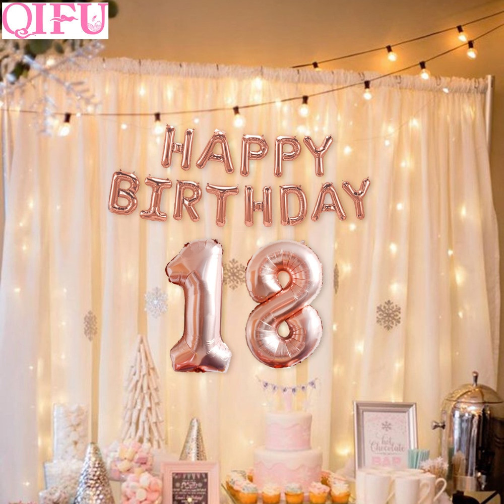 Ideas For 18Th Birthday Party At Home
 Aliexpress Buy QIFU 32 inch Happy 18 Birthday