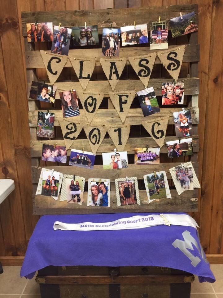Ideas For Displaying Pictures For Graduation Party
 High school graduation photo display with rustic pallet