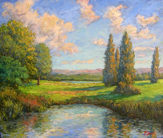 Impressionist Landscape Painting
 Original impressionist oil painting landscape sunny day