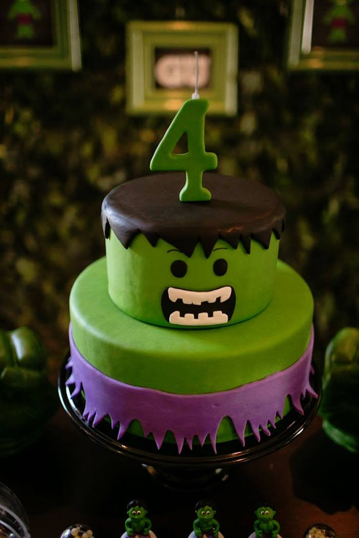 Incredible Hulk Birthday Cake
 Kara s Party Ideas Cake from an Incredible Hulk Themed