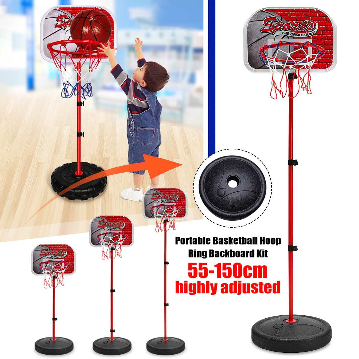 Indoor Basketball Hoops Kids
 Adjustable Height Children Hanging Basketball Stand Indoor