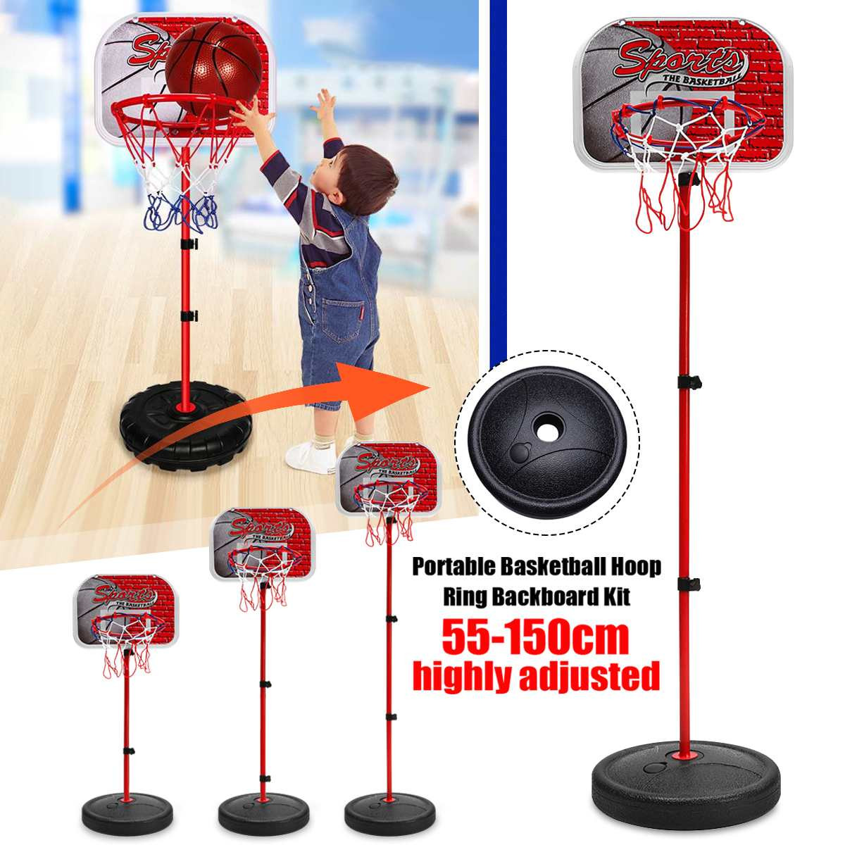 Indoor Kids Basketball Hoops
 Adjustable Height Children Hanging Basketball Stand Indoor