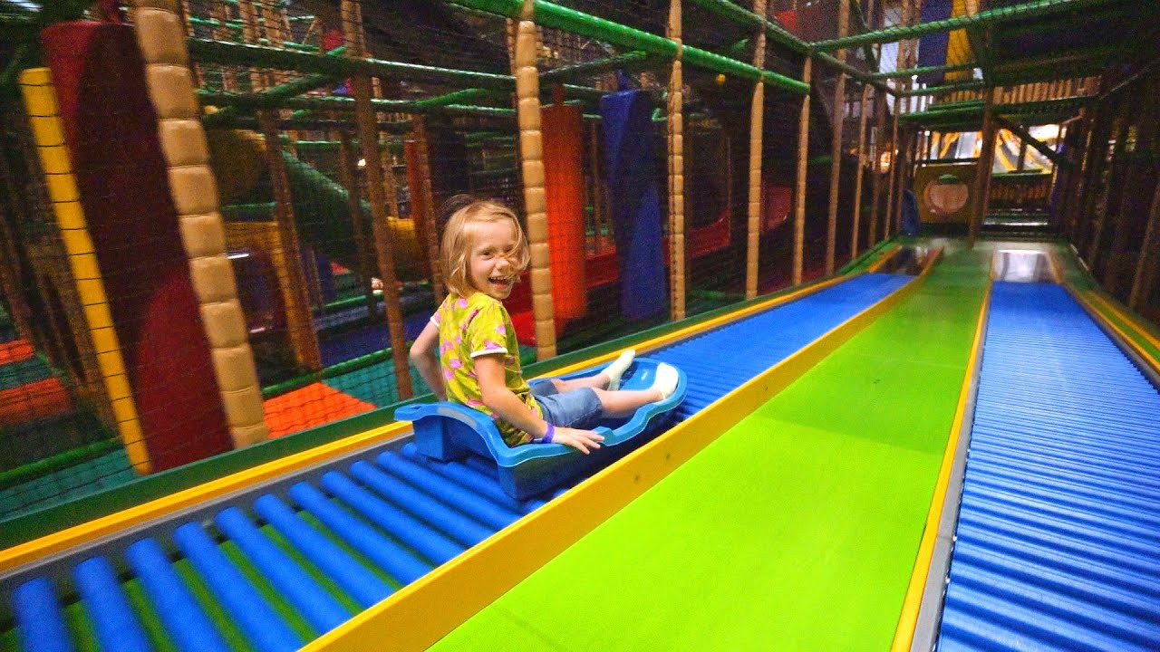 Indoor Play For Kids
 Fun Sled Slide Race at Busfabriken Lekland indoor