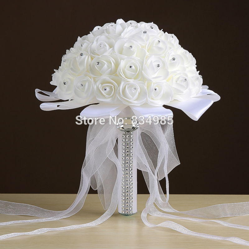 Inexpensive Wedding Flowers
 cheap White Wedding Bouquet Bridal Bridesmaid Brooch