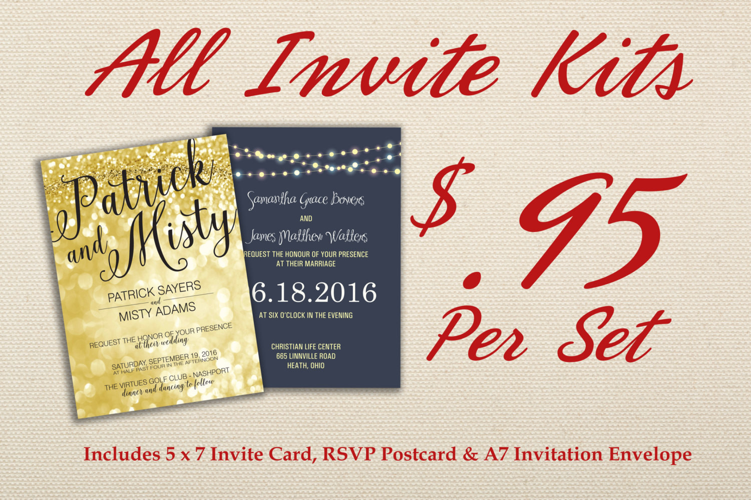 Inexpensive Wedding Invitations
 Wedding Invitation Kit Printed with RSVP Affordable Cheap