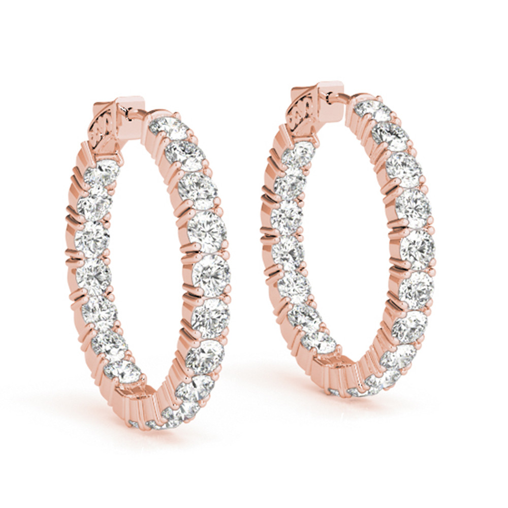 Inside Out Diamond Hoop Earrings
 Diamond Inside Out Hoop Earring In 18K Rose Gold