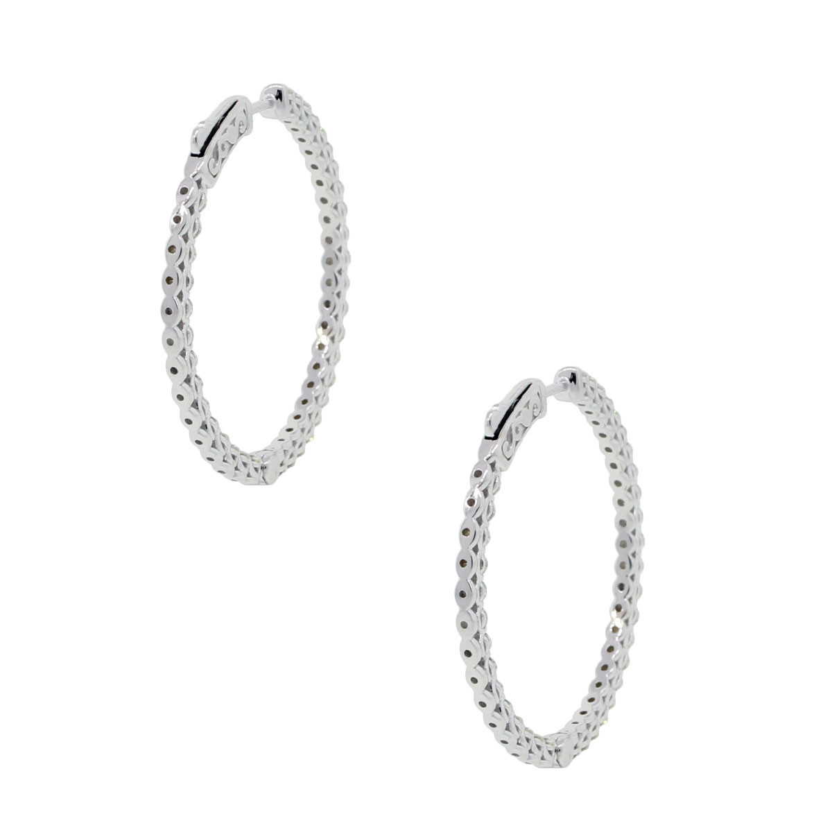 Inside Out Diamond Hoop Earrings
 14k White Gold 2 25ctw Diamond Inside Out Hoop Earrings