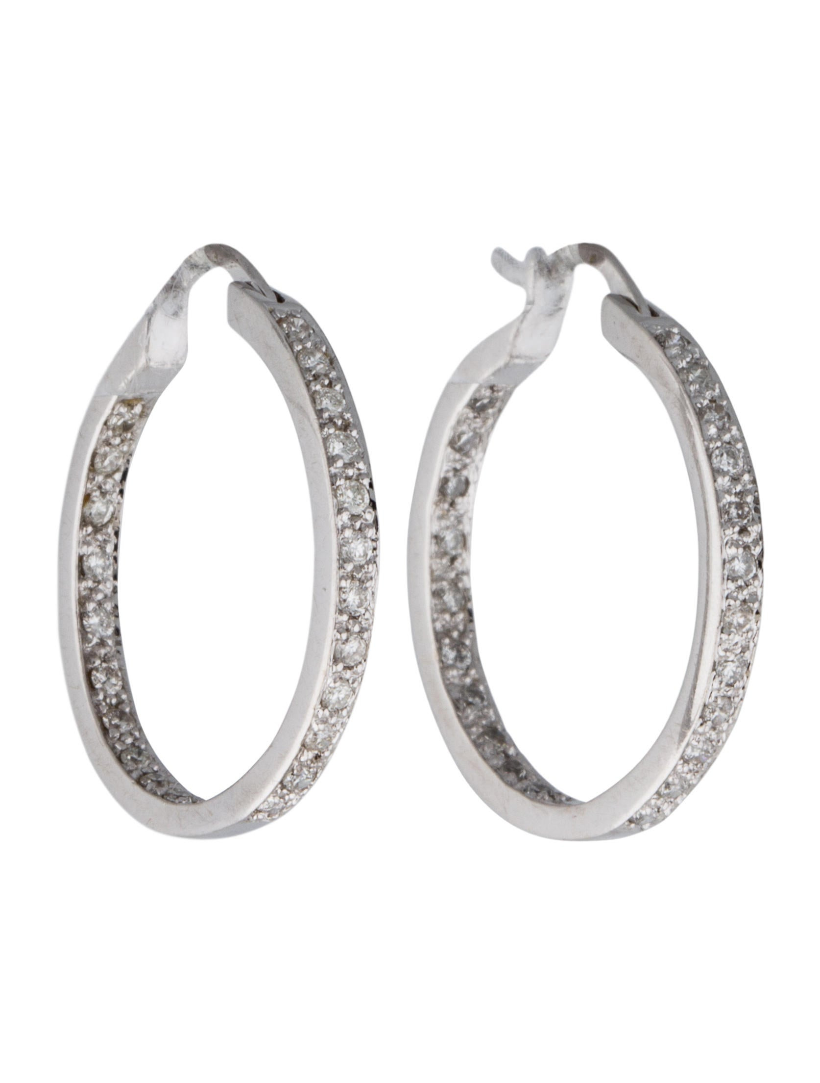 Inside Out Diamond Hoop Earrings
 14K Diamond Inside Out Hoop Earrings Jewelry FJE
