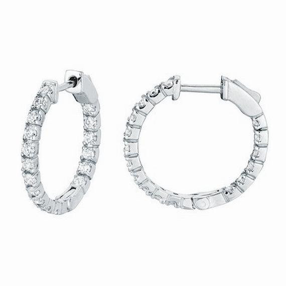 Inside Out Diamond Hoop Earrings
 1 00ct Diamond Inside Out Hoop Earrings 14k White Gold Vintage