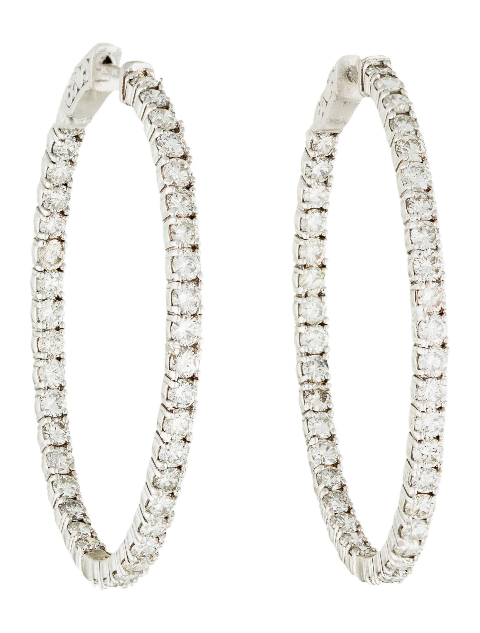Inside Out Diamond Hoop Earrings
 Earrings 14K Diamond Inside Out Oval Hoop Earrings