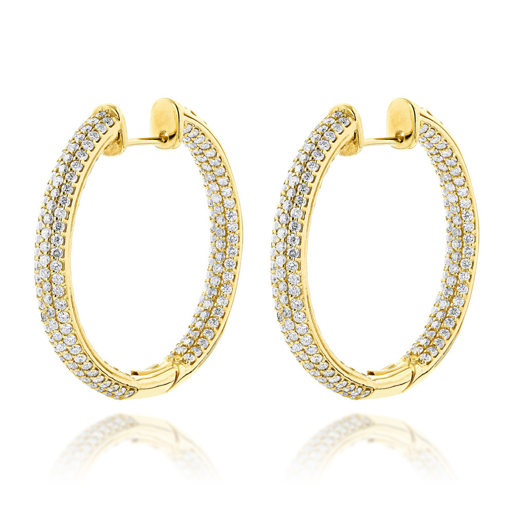 Inside Out Diamond Hoop Earrings
 14K Gold Inside Out Diamond Hoop Earrings 6ct
