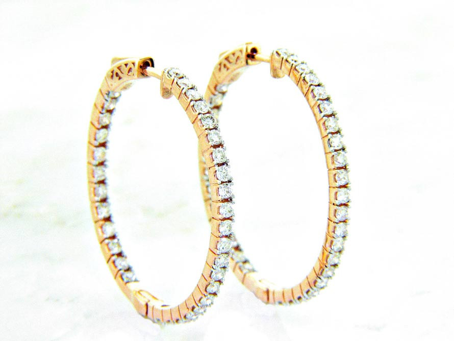 Inside Out Diamond Hoop Earrings
 La s 14K “Inside Out” Diamond Hoop Earrings 1 00ctw LL