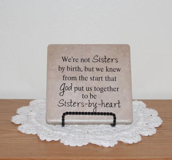Inspirational Quotes About Sister In Laws
 Sisters By Heart Custom Tile Sister In Law by Step FaithGifts
