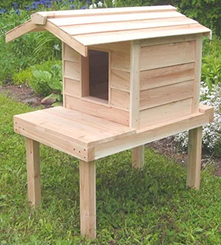 Insulated Outdoor Cat House DIY
 Outdoor Cat House with Lounging Deck and Extended Roof