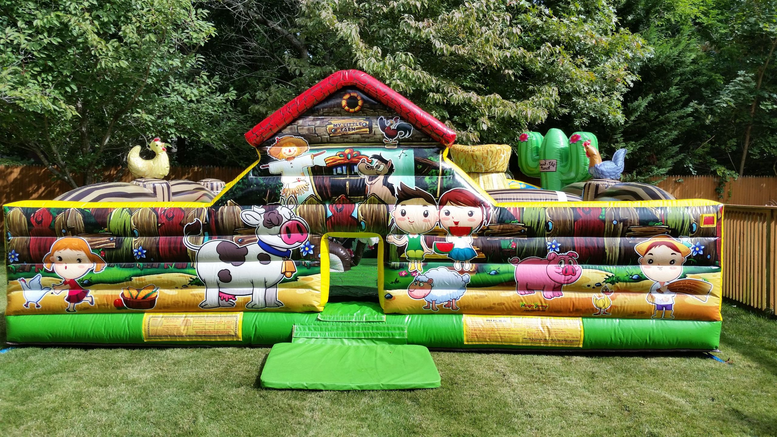 Interactive Holiday Party Ideas
 Barnyard Farm themed interactive bouncer with slide