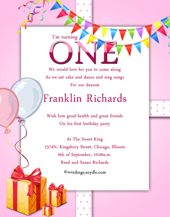 Invitation Cards For Birthday Party
 1st Birthday Party Invitation Wording – Wordings and Messages