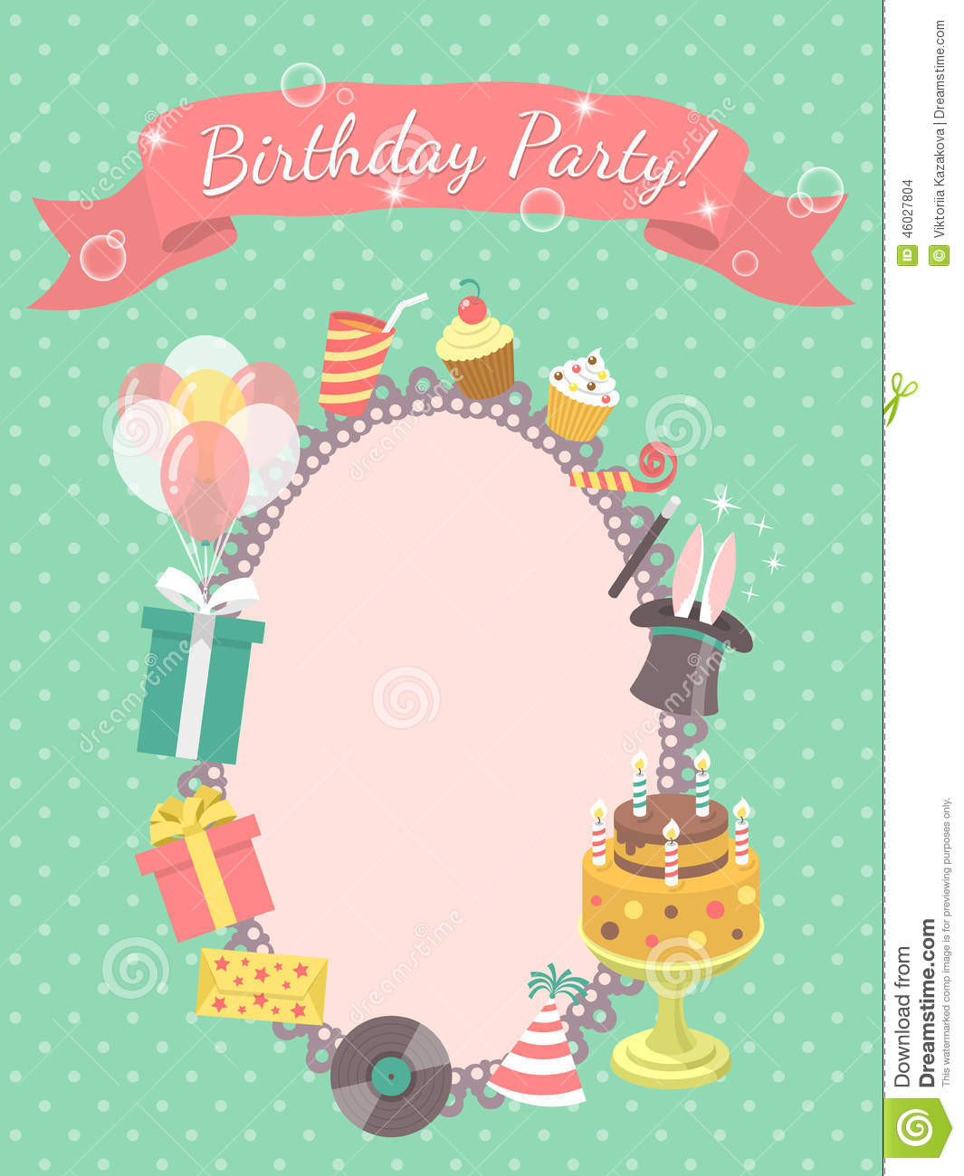 Invitation Cards For Birthday Party
 Birthday Party Invitation Card Stock Vector Image