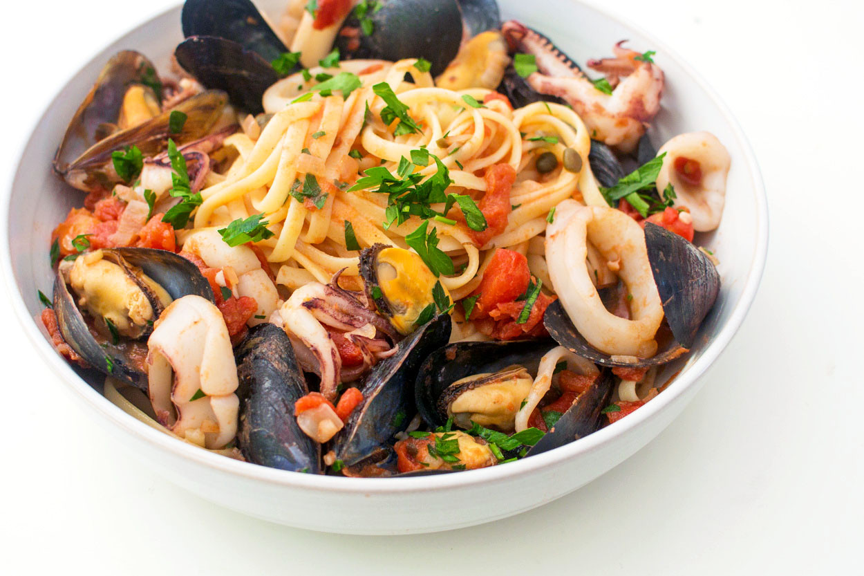 Italian Shrimp Pasta Recipes
 Italian Seafood Pasta with Mussels and Calamari [recipe