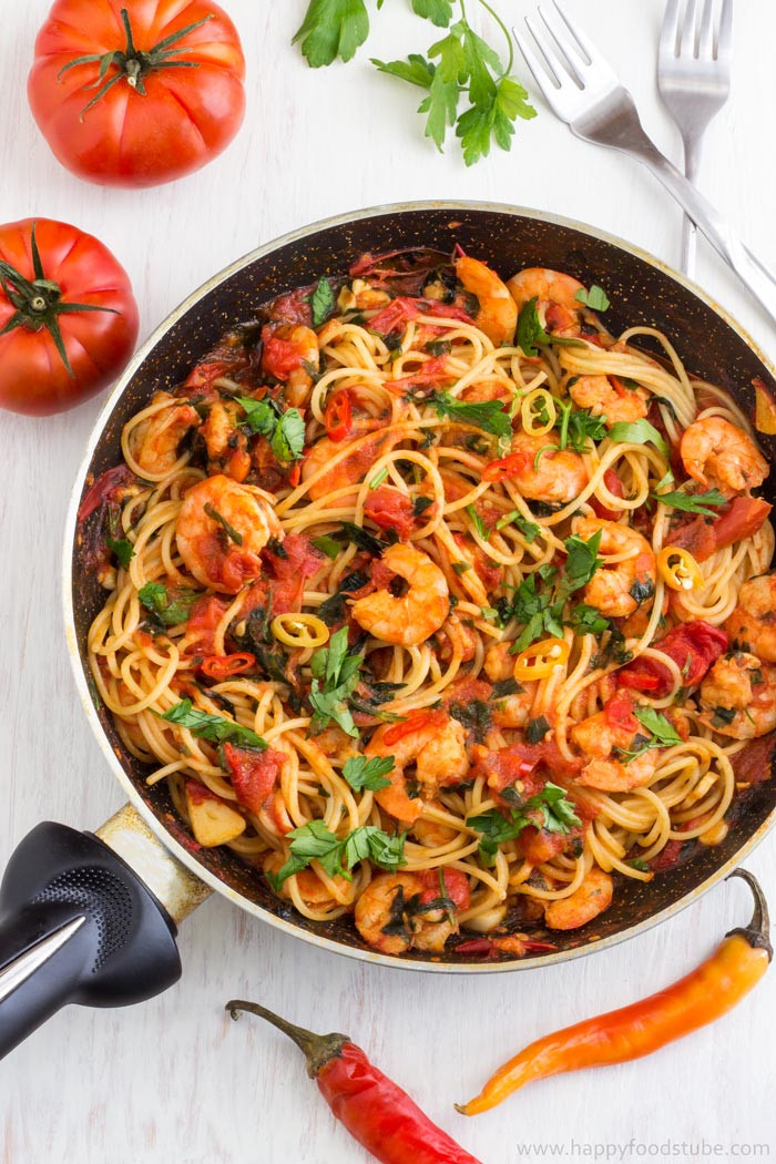 Italian Shrimp Pasta Recipes
 Spicy Shrimp Spaghetti Recipe Happy Foods Tube