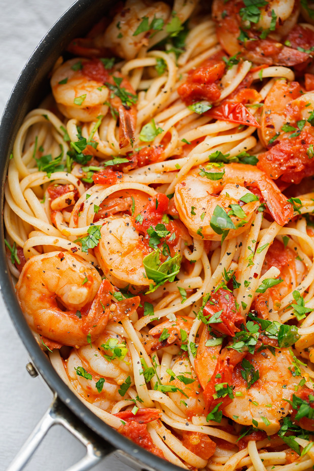 Italian Shrimp Pasta Recipes
 Spicy Shrimp Pasta with Tomatoes and Garlic