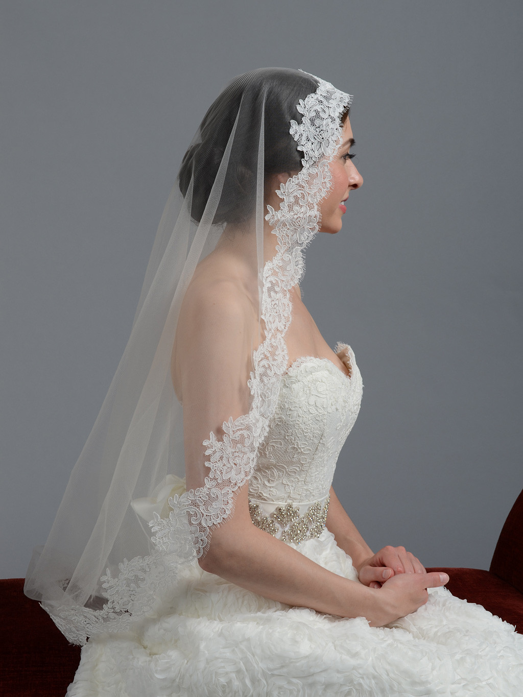 Ivory Wedding Veil
 Ivory wedding veil alencon lace V044