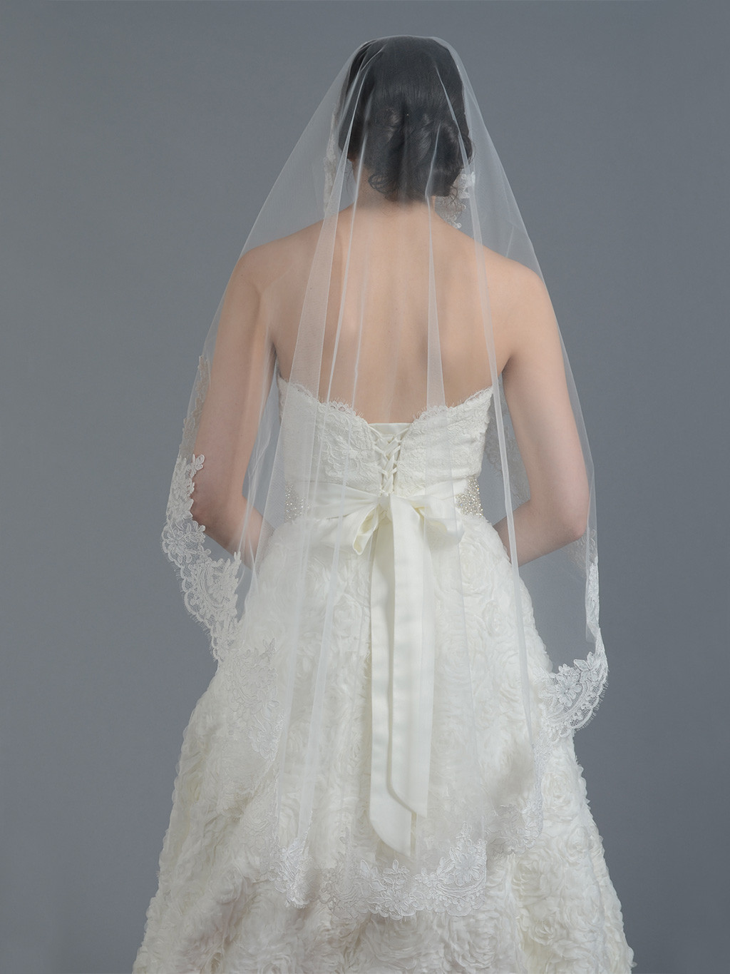 Ivory Wedding Veil
 Ivory wedding veil alencon lace V045