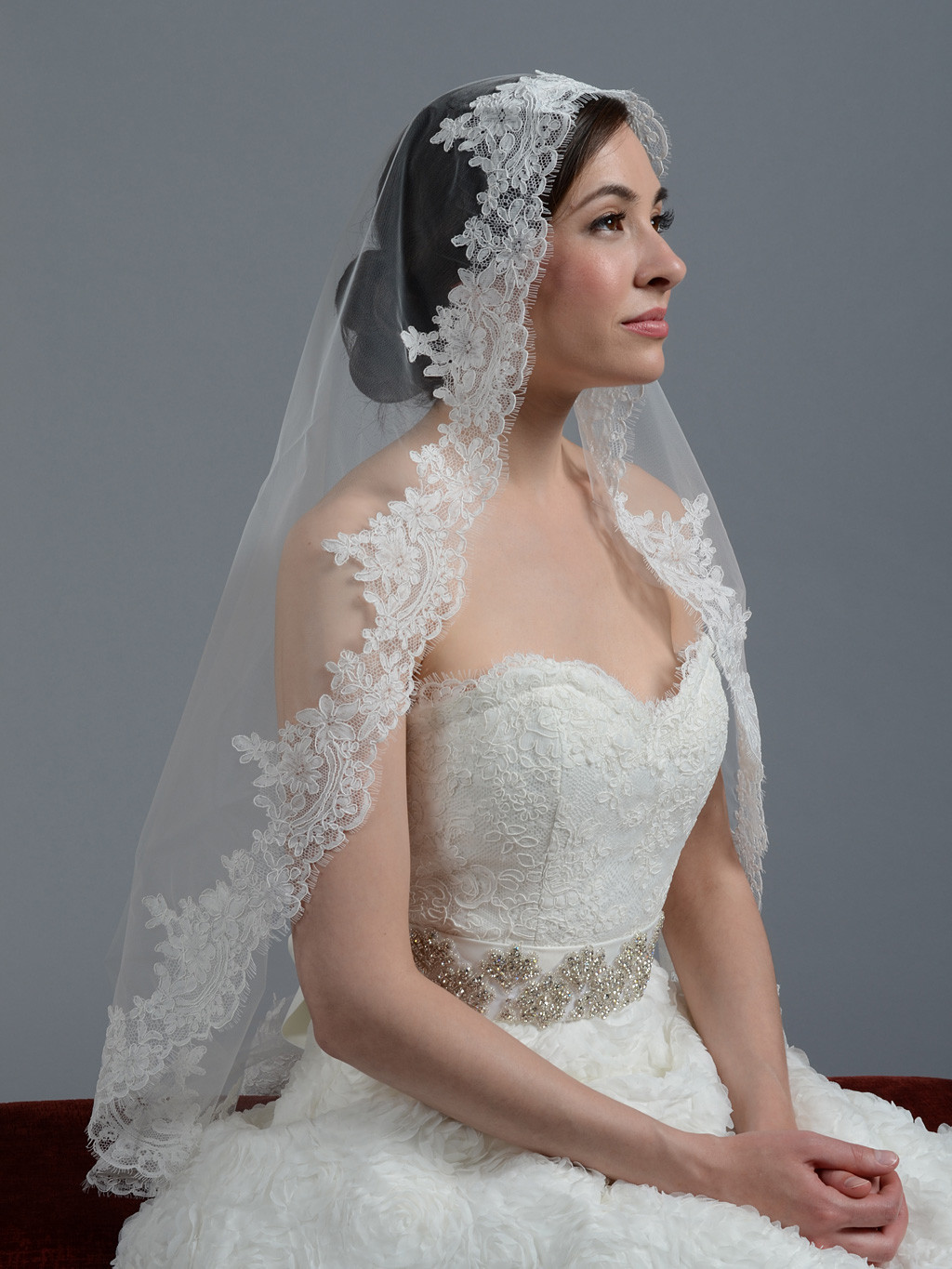 Ivory Wedding Veil
 Ivory wedding veil alencon lace V045