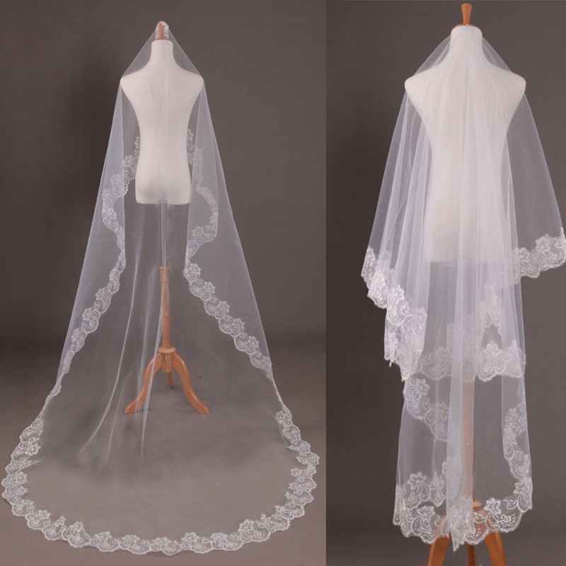 Ivory Wedding Veils For Sale
 Sale Cheap HighQuality Lace Applique 3M Long Veils