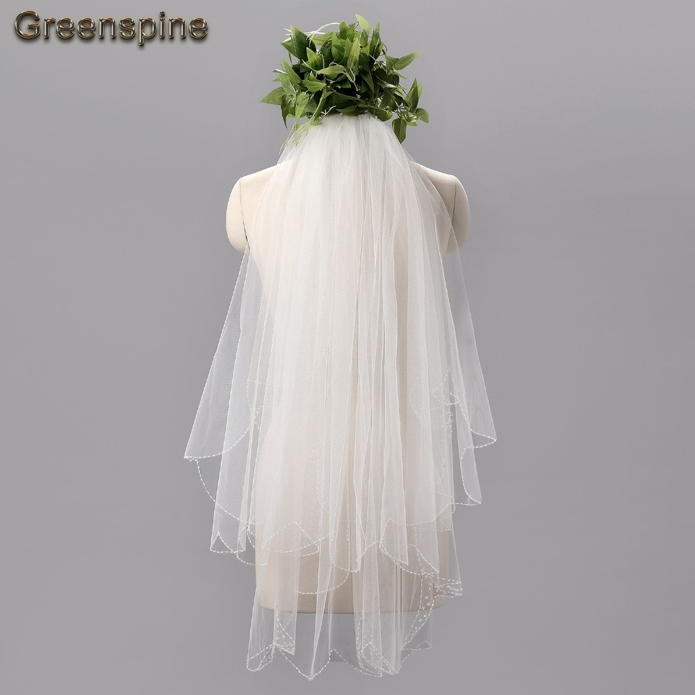 Ivory Wedding Veils For Sale
 Hot Sale 90CM Length Romantic Cheap Bridal Veils Two Layer