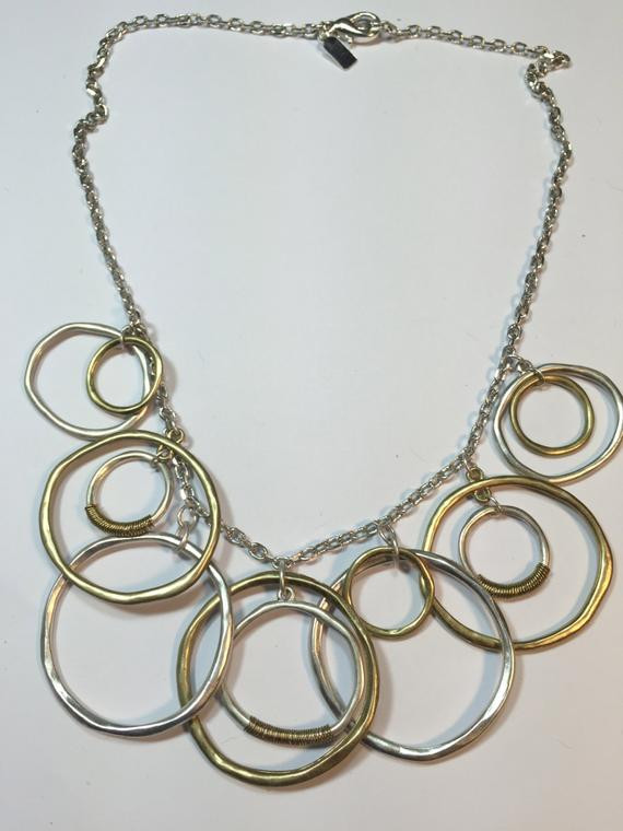 J Jill Necklace
 J jill circles necklace two tone gold and silver bib