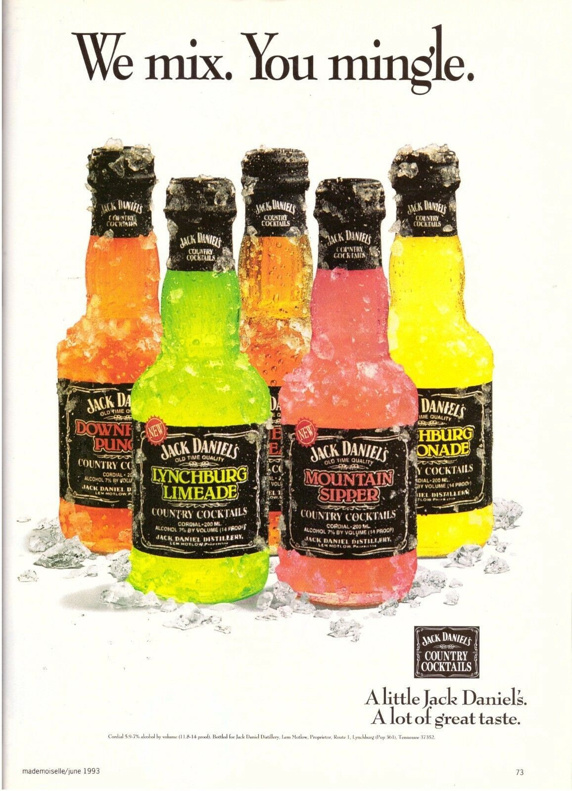 Jack Daniels Country Cocktails
 1993 Jack Daniels Country Cocktails Print Advertisement